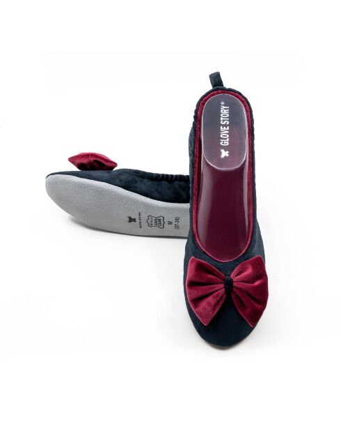 Ballerines d'intérieur en velours-CF0148-noir-bordeaux