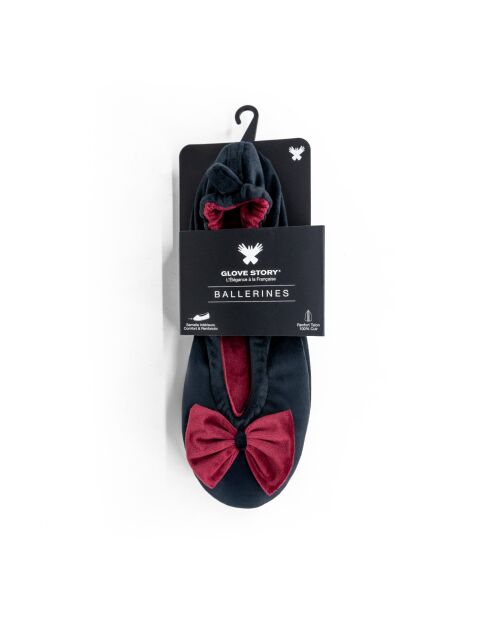 Ballerines d'intérieur en velours-CF0148-noir-bordeaux
