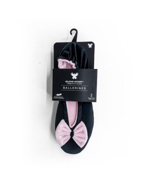 Ballerines d'intérieur en velours-CF0148-noir-rose