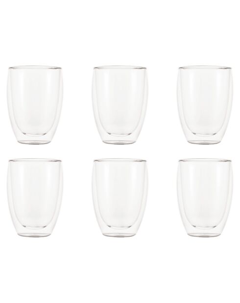 6 Verres espresso double paroi transparents - 0.35 cl