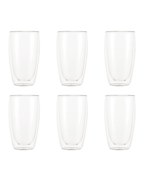 6 Verres double paroi transparents - 0.45 l