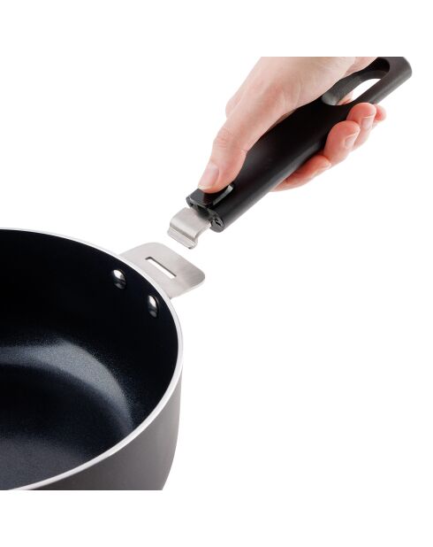 Batterie de cuisine Anti adhésive  argenté/noir -  4 pièces