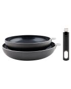 Batterie de Cuisine Anti-adhésive argenté/noir - 3 pièces