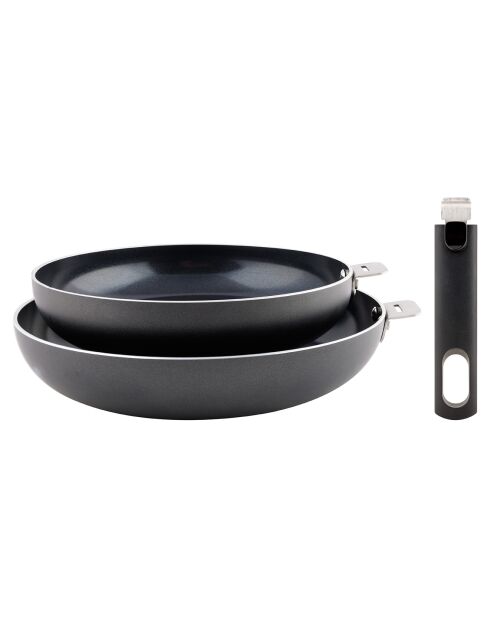 Batterie de Cuisine Anti-adhésive argenté/noir - 3 pièces
