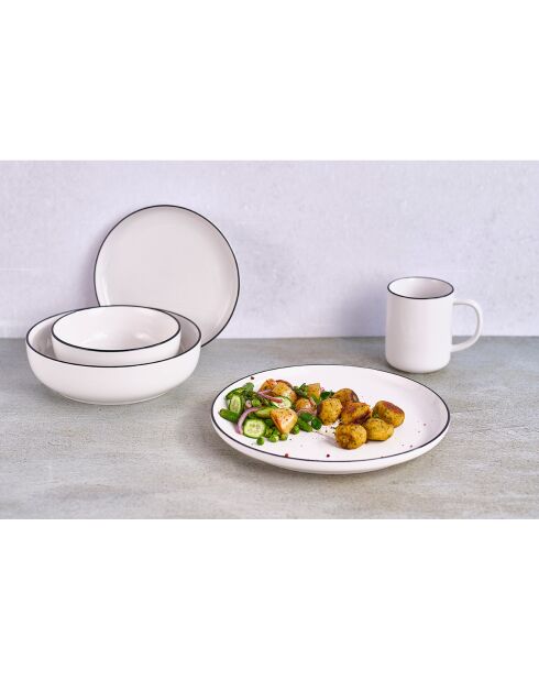 6 Assiettes en Porcelaine Renee blanc/noir