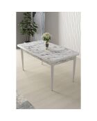 Table à manger Nil marbre blanc/blanc - 110x76x71 cm