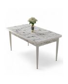 Table à manger Nil marbre blanc/blanc - 110x76x71 cm