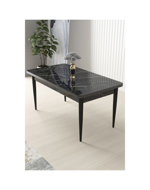 Table à manger Nil marbre noir/noir - 110x76x71 cm