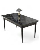 Table à manger Nil marbre noir/noir - 110x76x71 cm
