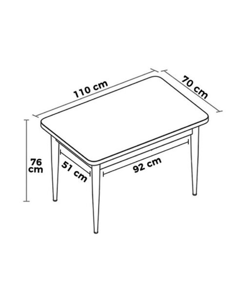 Table à manger Nil marbre noir/noir - 110x76x71 cm