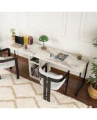 Bureau Twin marbre freesia/noir - 240x74x60 cm