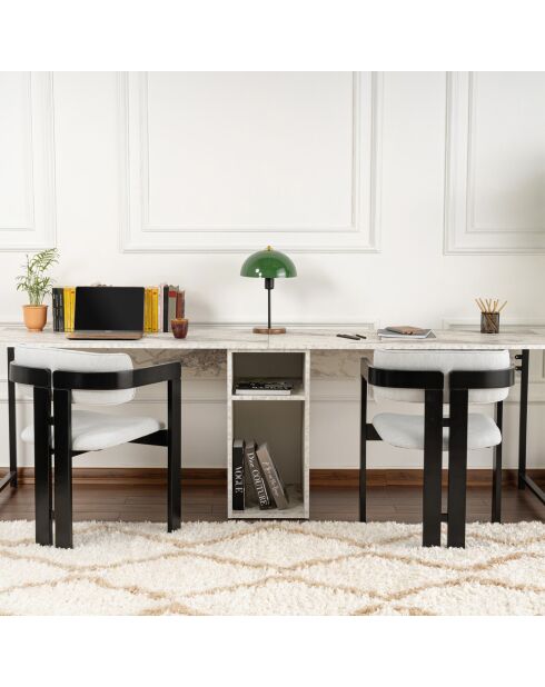 Bureau Twin marbre freesia/noir - 240x74x60 cm