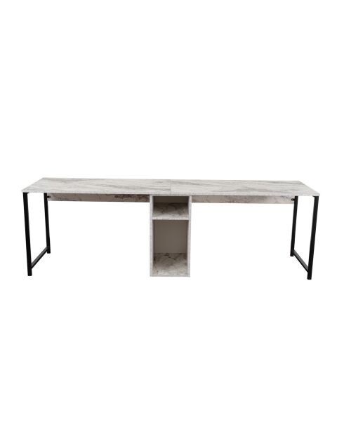 Bureau Twin marbre freesia/noir - 240x74x60 cm