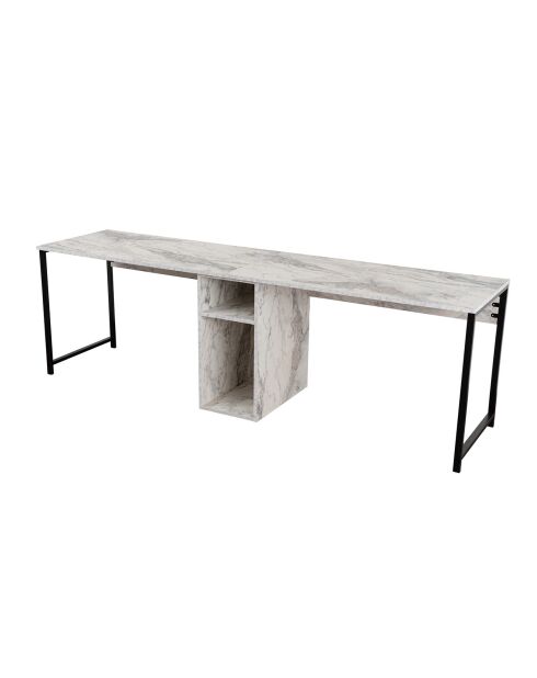 Bureau Twin marbre freesia/noir - 240x74x60 cm