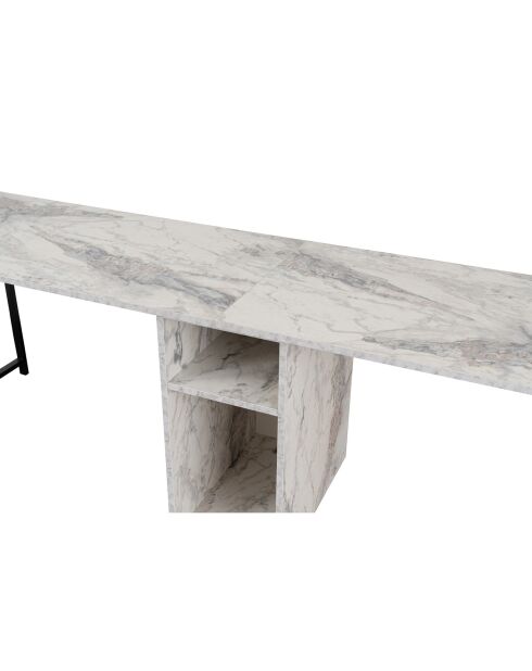 Bureau Twin marbre freesia/noir - 240x74x60 cm