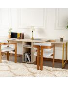 Bureau Twin travertin/doré - 240x74x60 cm