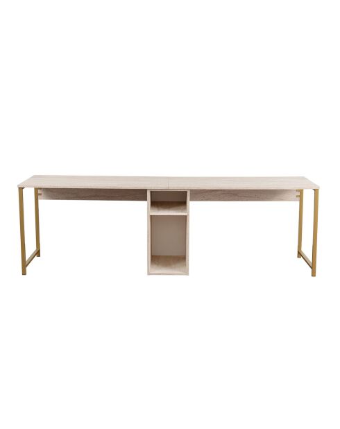 Bureau Twin travertin/doré - 240x74x60 cm