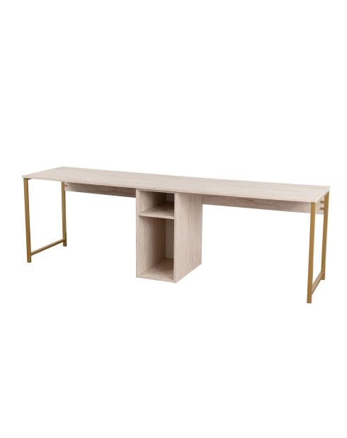 Bureau Twin travertin/doré - 240x74x60 cm