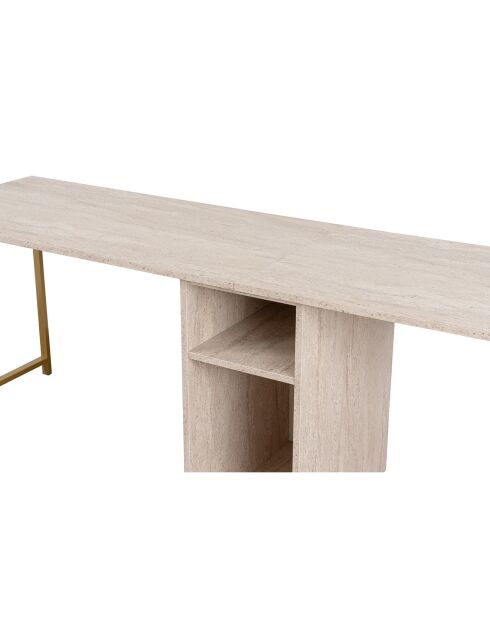 Bureau Twin travertin/doré - 240x74x60 cm