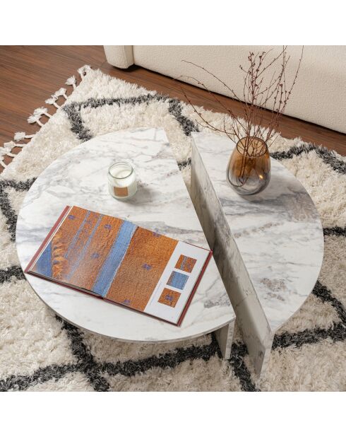 Duo de tables basses Orion marbre freesia - 90x30x60 cm