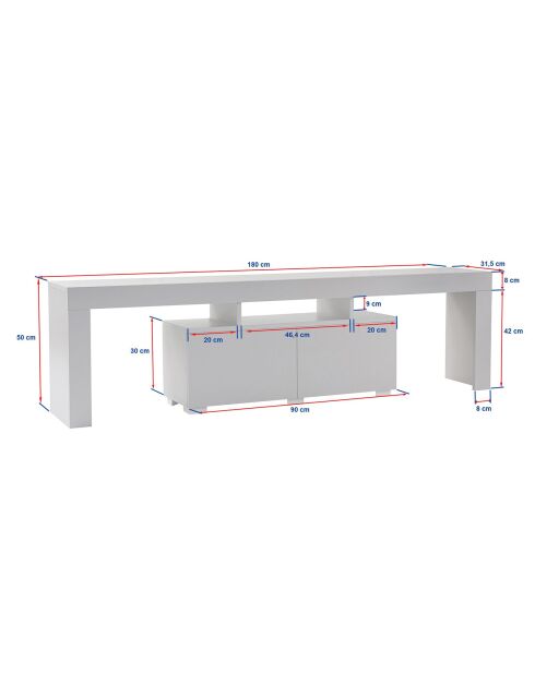 Enclave Freesia Fernsehtisch aus Marmor, 180 x 50 x 31,3 cm