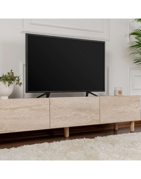 Mueble de TV Alvin en travertino - 180x42x31,4 cm