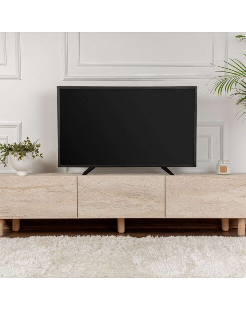 Mueble de TV Alvin en travertino - 180x42x31,4 cm