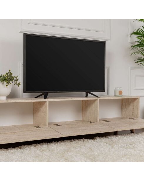 Mueble de TV Alvin en travertino - 180x42x31,4 cm