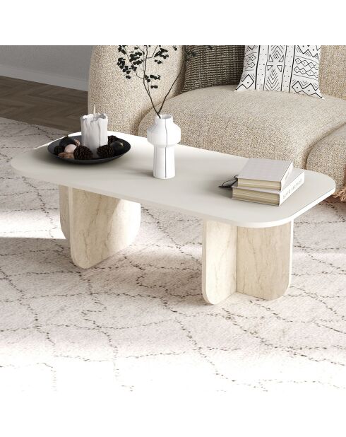 Table basse Becaj grès/travertin - 120x41.4x60 cm