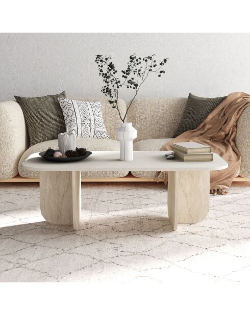 Table basse Becaj grès/travertin - 120x41.4x60 cm