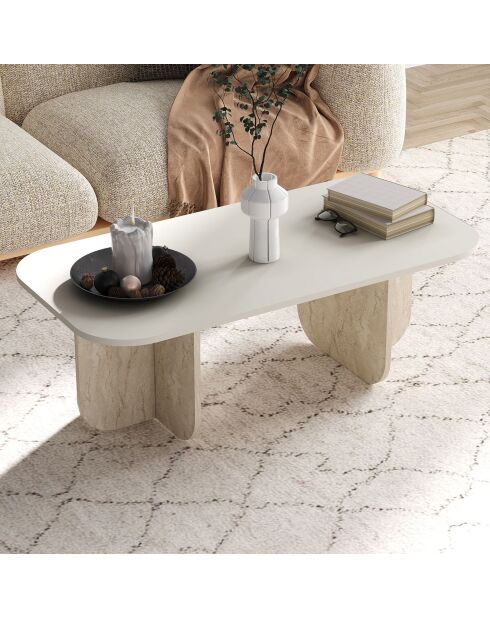 Table basse Becaj grès/travertin - 120x41.4x60 cm