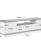 Meuble TV Veramont vison/travertin - 180x44.6x44.5 cm