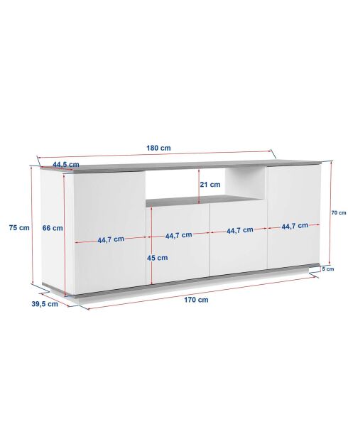 Console Arista vison/travertin - 180x75x44.5 cm
