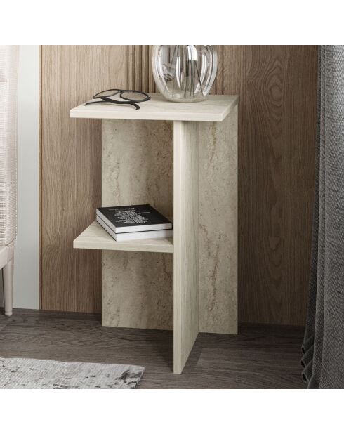 Table de chevet Leray travertin - 36x60x36 cm