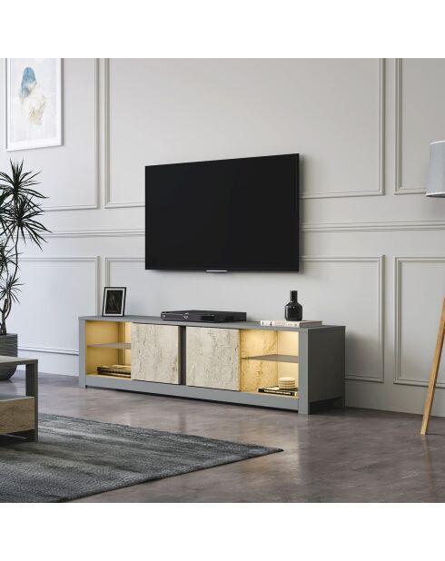 Mueble TV Aydos gris/travertino - 180x45x35 cm