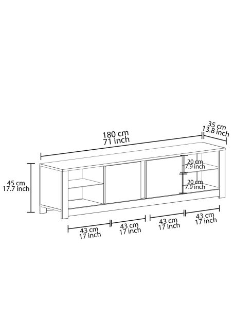 Meuble TV Aydos gris/travertin - 180x45x35 cm