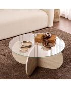 Table basse Aeris travertin/transparent - 75x35x75 cm