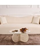 Table basse Aeris travertin/transparent - 75x35x75 cm