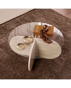Table basse Aeris travertin/transparent - 75x35x75 cm