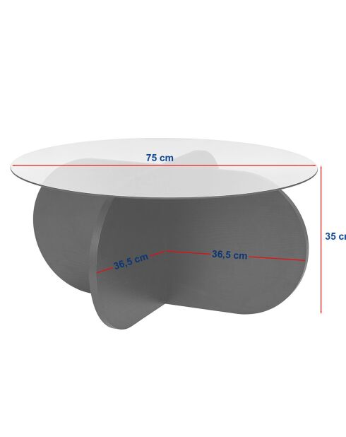 Table basse Aeris travertin/transparent - 75x35x75 cm