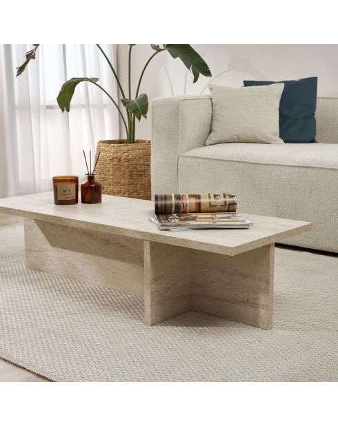 Table basse Harbor travertin - 120x30x45 cm