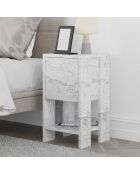 Table de chevet Ema marbre de carrare - 30x55x30 cm