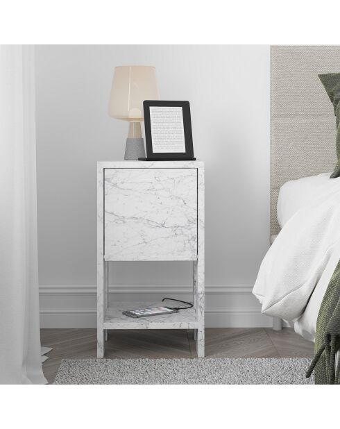 Mesita de noche de mármol Ema Carrara - 30x55x30 cm