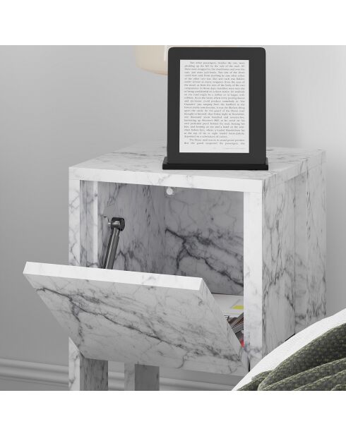 Mesita de noche de mármol Ema Carrara - 30x55x30 cm