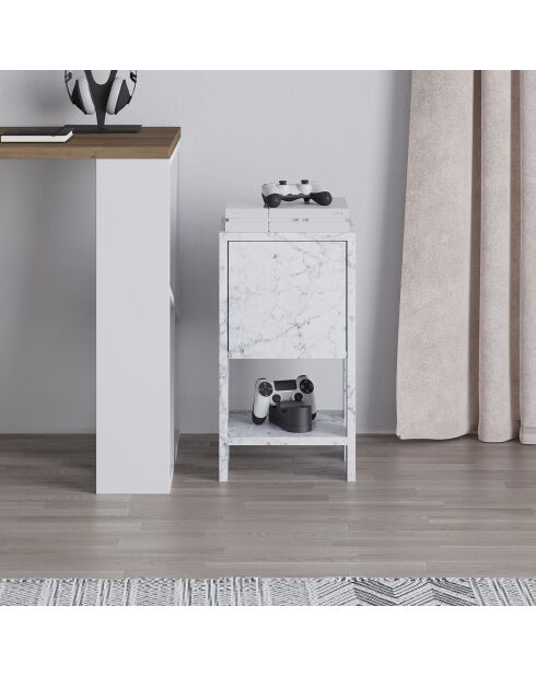Table de chevet Ema marbre de carrare - 30x55x30 cm