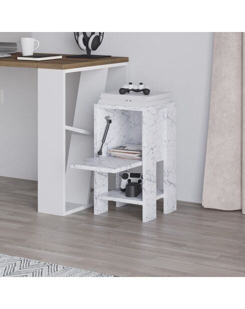 Table de chevet Ema marbre de carrare - 30x55x30 cm
