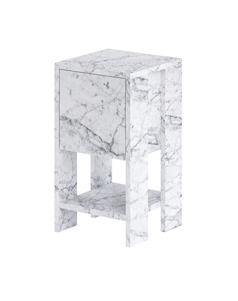 Table de chevet Ema marbre de carrare - 30x55x30 cm