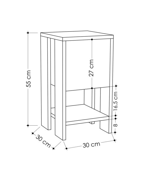 Table de chevet Ema marbre de carrare - 30x55x30 cm