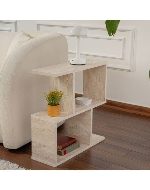Table d'appoint Life travertin - 60x60x20 cm