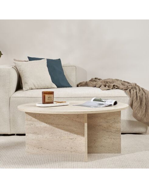 Table basse Soleil travertin - 90x40x90 cm